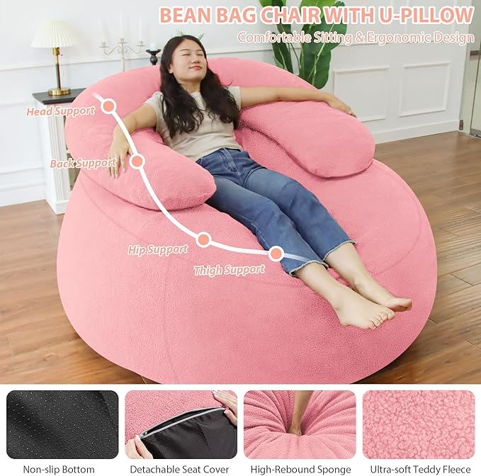 HABUTWAY Bean Bag Chair with U-Shaped Pillow - Image 3