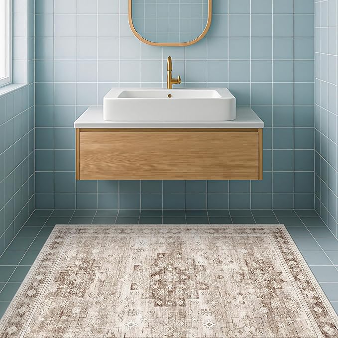 Washable Neutral Farmhouse Large Entryway Rug, 3x5 Area Rugs - Image 2