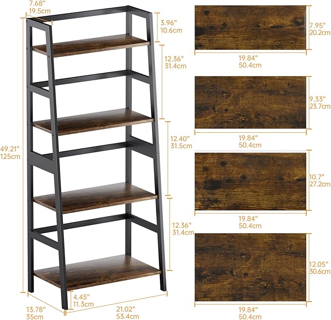 HITNET Ladder Shelf, 4 Tier Bookshelf - Image 3