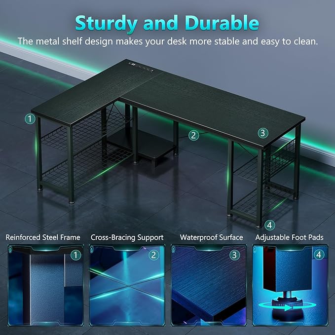 Casaottima 51 Inch L Shaped Gaming Desk - Image 7