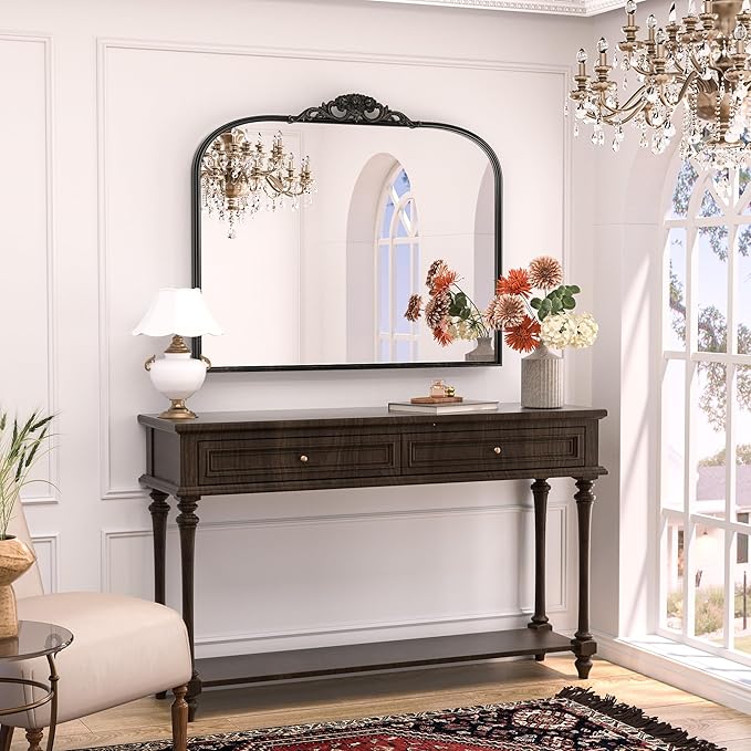 Keonjinn Vintage Mirror 40" x 30", Large Black Antique Mirror - Image 2