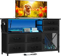 Dresser for Bedroom with LED Lights, TV Stand with Charging Station for 50 inch by SZLHANJZ