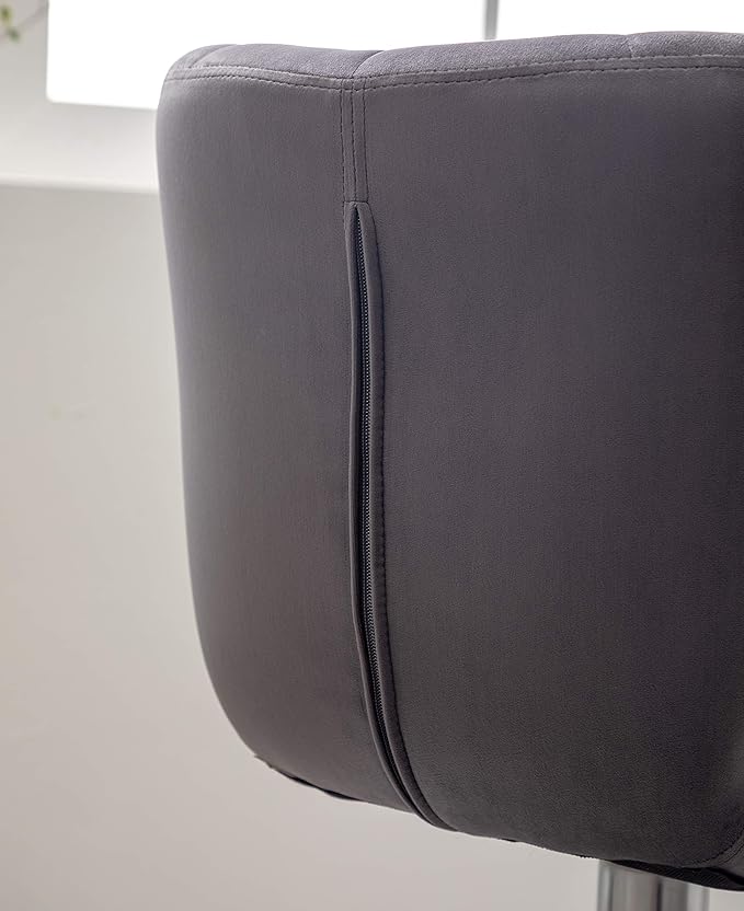 Roundhill Furniture Ellston Velvet Adjustable Swivel Barstools in Gray - Image 11