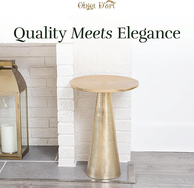 OBJET D'ART Small Round Gold End Tables, Vintage Metal Accent, Coctail and - Image 3