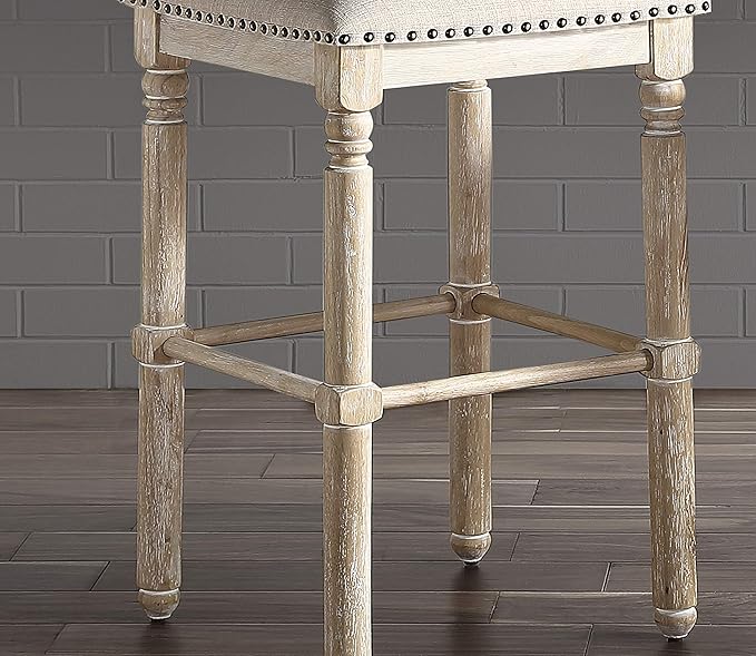 Roundhill Furniture Arnhem Wood Upholstered Swivel Counter Height Stools - Image 4