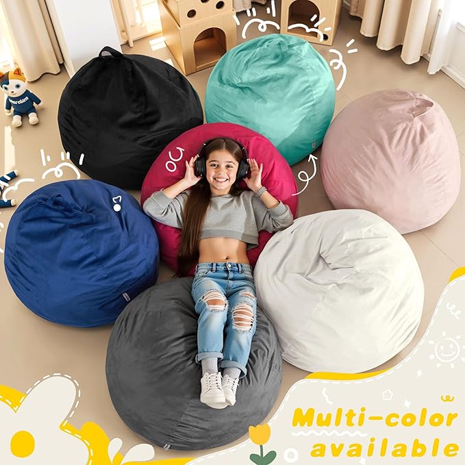 HABUTWAY 2FT Bean Bag Chair, Teardrop Bean Bag Chair Luxurious Velvet Ultra - Image 7