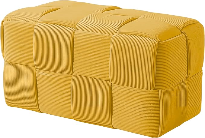 Ottoman Foot Rest Soft and Comfortable Ottoman Square Corduroy Woven Design by Cmishe