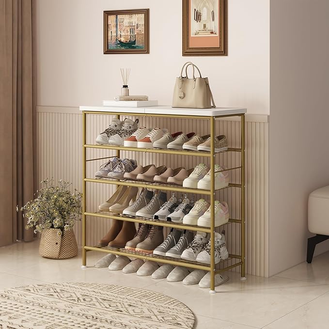 Shoe Rack Organizer 5 Tier for Closet Entryway Free Standing Metal Storage Shoe - Image 2