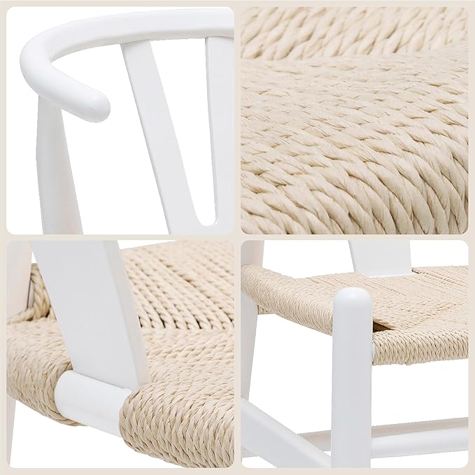 POLY & BARK Weave Dining Chairs – Mid-Century Modern Wishbone Dining Chairs - Image 7