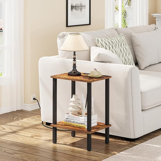 TUTOTAK End Table with Charging Station, Side Table with USB Ports and Outlets - Image 2