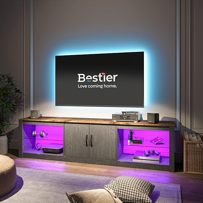 Bestier 70 Inch Led TV Stand for 75 Inch TV Large Entertainment Center Gaming - Image 7