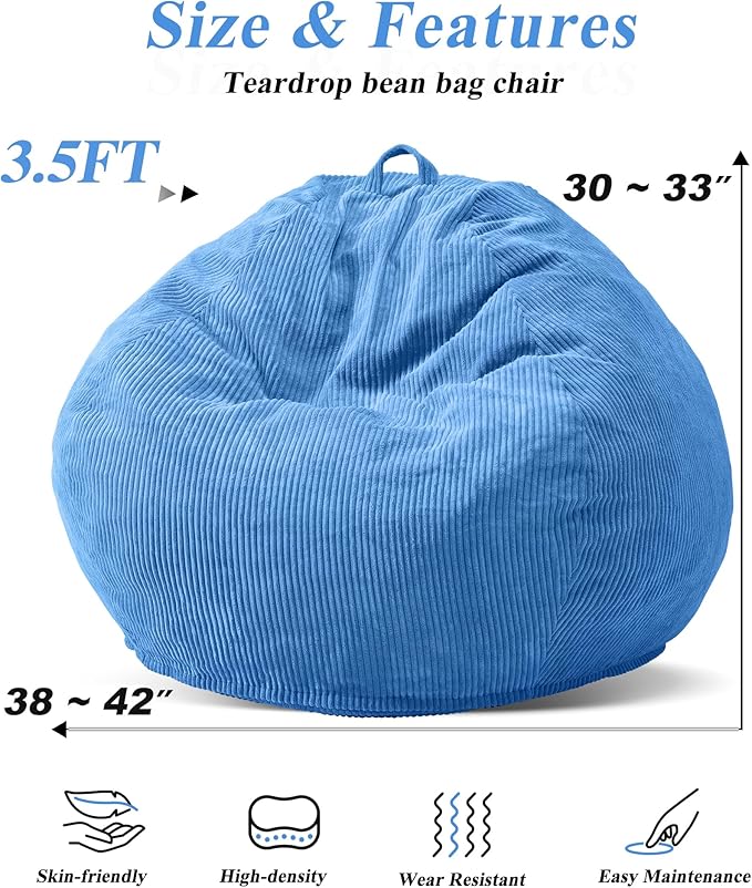 3.5FT Bean Bag Chairs Teardrop Bean Bag Chair - Image 2
