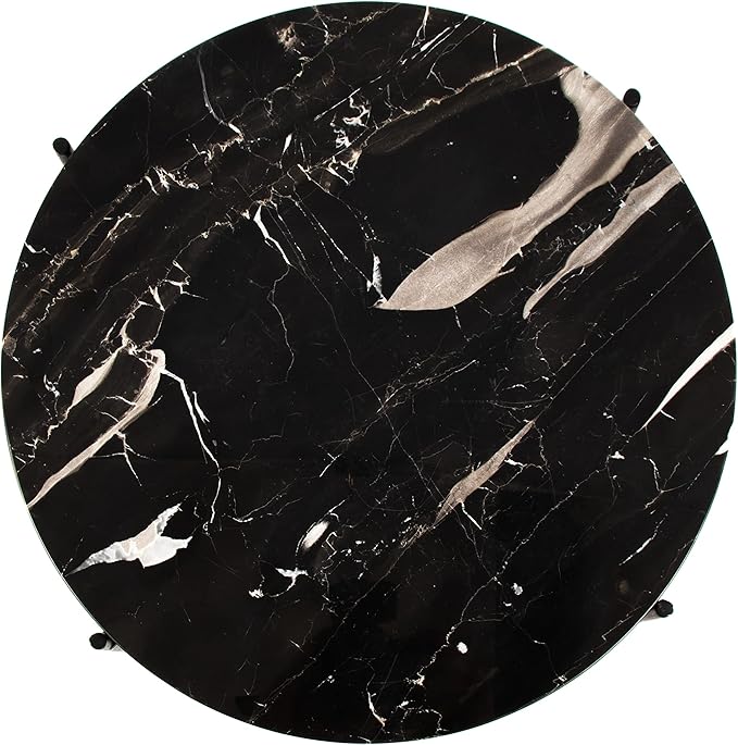 Real Natural Marble Top Metal Round Side End Table, Modern Lightweiht Bedside - Image 5