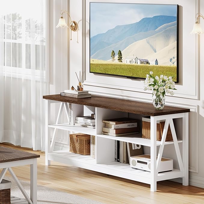ChooChoo Farmhouse TV Stand for TVs up to 55 Inch, Modern Entertainment Center - Image 2