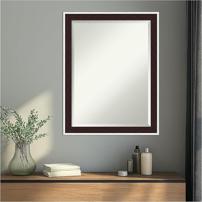 Amanti Art Wall Mirror 27x21 Maya Espresso Silver Rectangle Bathroom Mirror - Image 5