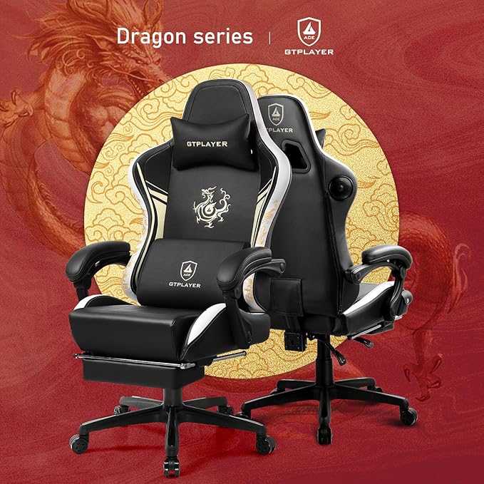 GTPLAYER Gaming Chair with Bluetooth Speakers and Footrest, Dragon Series Video - Image 3