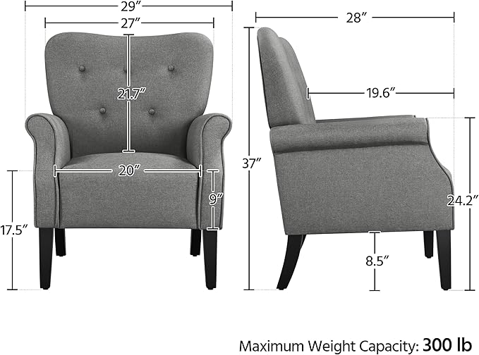 Yaheetech Modern Armchair, Mid Century Accent Chair - Image 3