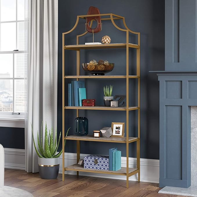 Sauder International Lux Open Shelving, Deco Stone Finish - Image 2