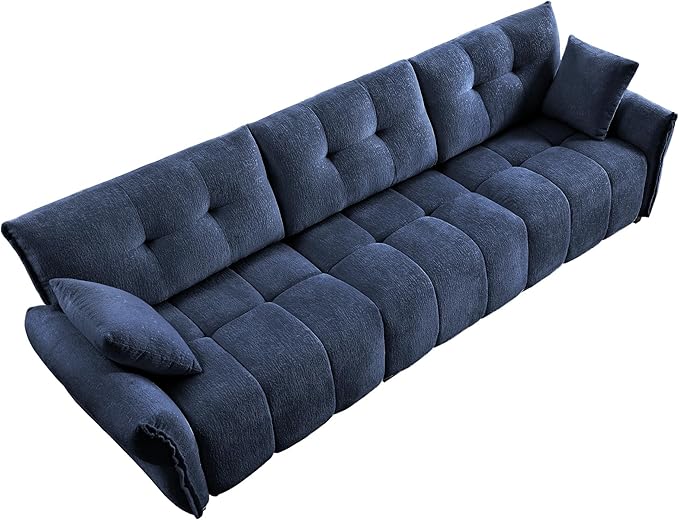 Modern Chenille Fabric 3-Seat Sofa w/ 2 Pillows, Premium Upholstery Living Room - Image 7