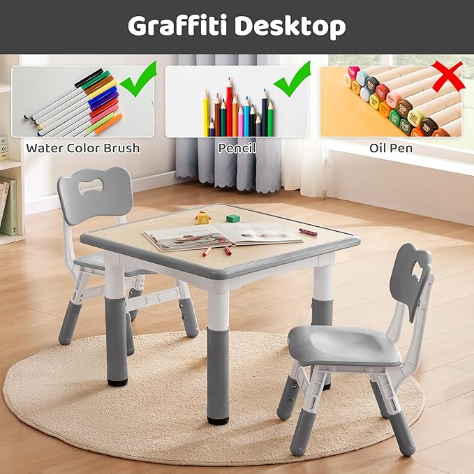 Kids Table & Chairs Set Height Adjustable - Image 2