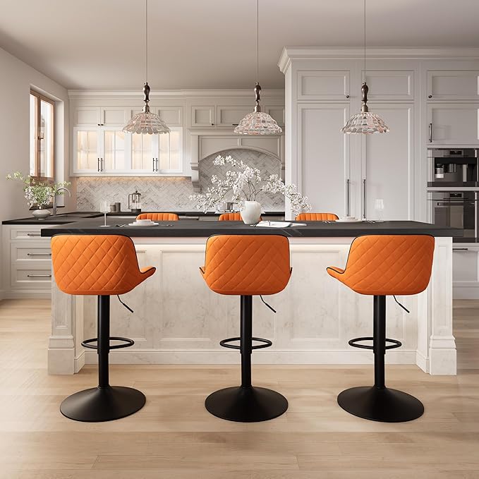 YOUNIKE Orange Bar Stools Set of 2 Kitchen Counter Height Barstools - Image 9