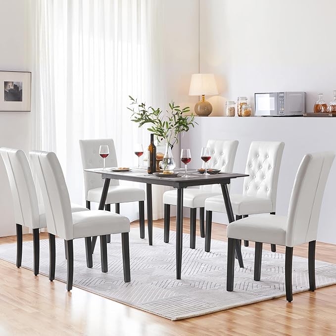 Yaheetech Dining Chairs Set of 6 Modern Style Faux Leather Dining Room Chairs - Image 2