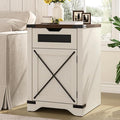 Farmhouse End Table with Charging Station, 26.4" Tall Rustic Nightstand with by FiveWillowise