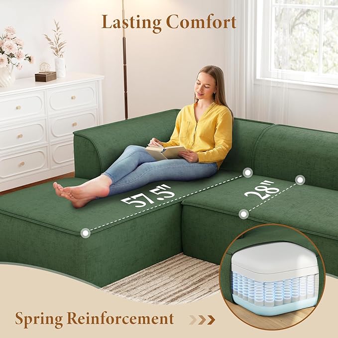 Vesgantti 106" Cloud Couch Sectional Modular Sofa, Deep Seat Comfy Cloud Couch - Image 3