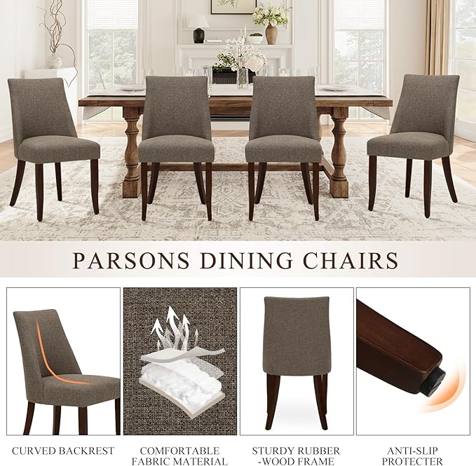 COLAMY Upholstered Dining Chairs Set of 6, Mid Century Modern Kitchen Chairs - Image 5