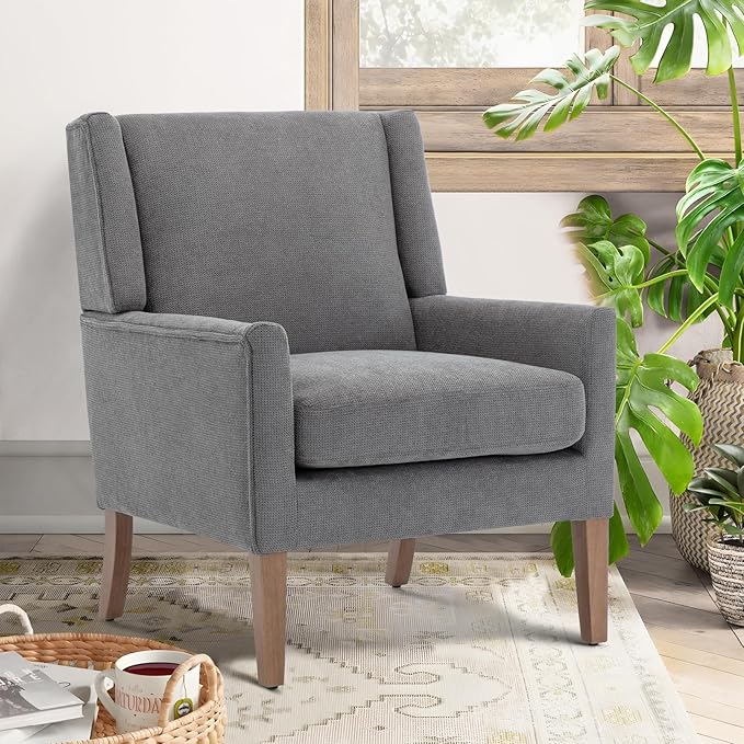 COLAMY Modern Wingback Living Room Chair, Upholstered Fabric Accent Armchair by COLAMYINC