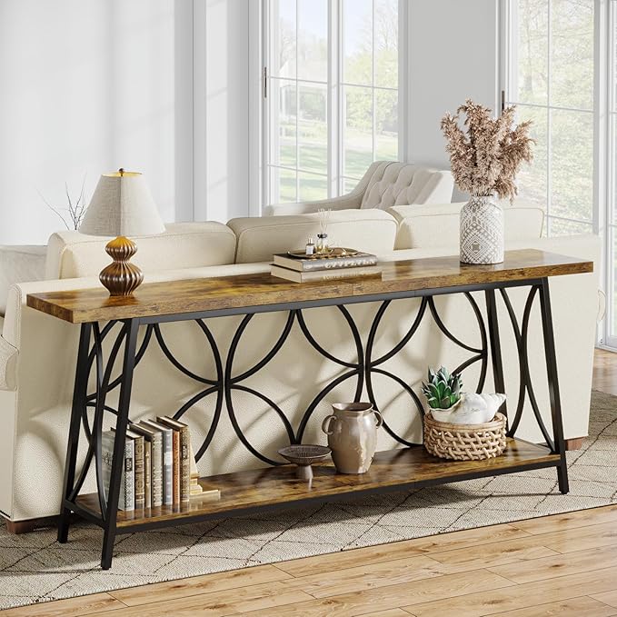 70.9-Inch Sofa Table, 2-Tier Narrow Console Table by Celaform