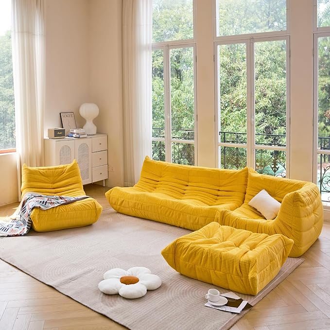N&V Fireside Three Seater Sofa, Mid Century Armless Twin Size Floor Sofa - Image 5