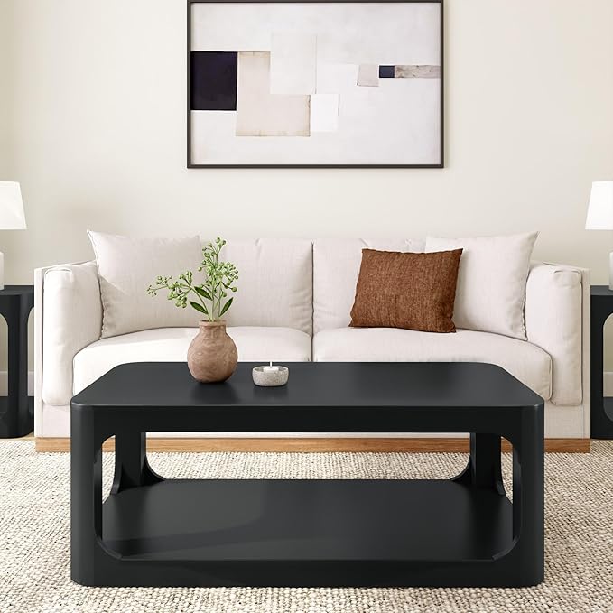 Plank+Beam Forma Coffee Table, Solid Wood 48 Inch Modern Coffee Table - Image 2