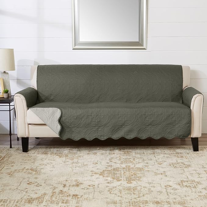 Great Bay Home Medallion Stitched Solid Furniture Protector Stain Resistant by GreatBayHome
