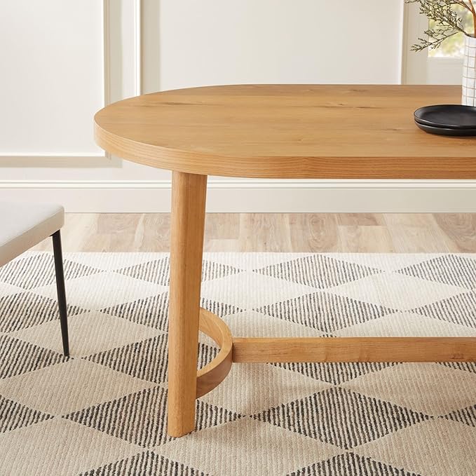 Walker Edison Modern Farmhouse Rustic Solid Oak Wood Oval Dining Table - Image 6