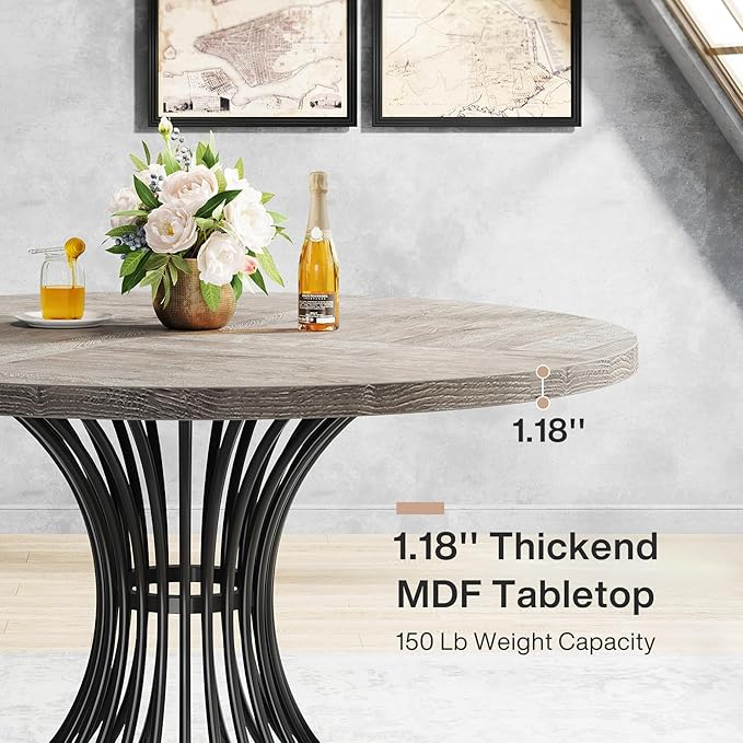 Tribesigns Round Dining Table, 47-Inch Farmhouse Dinning Room Table, Industrial - Image 6