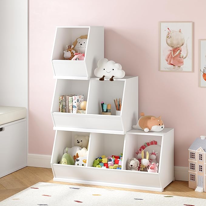 UTEX Toy Storage Organizer for Kids, Stackable Toy Storage Cabinet, Wooden - Image 6