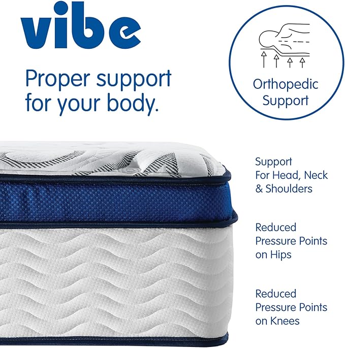 Vibe Quilted Hybrid Mattress, 12-Inch Innerspring and Pillow Top Gel Memory - Image 9