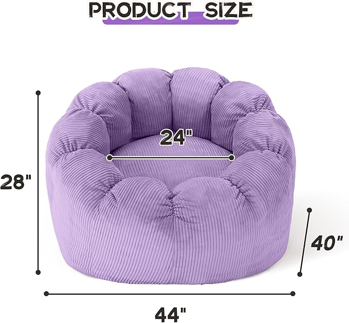 HABUTWAY Giant Bean Bag Chair for Adults/Kids/Teens, Pumpkin Bean Bag Couch - Image 2