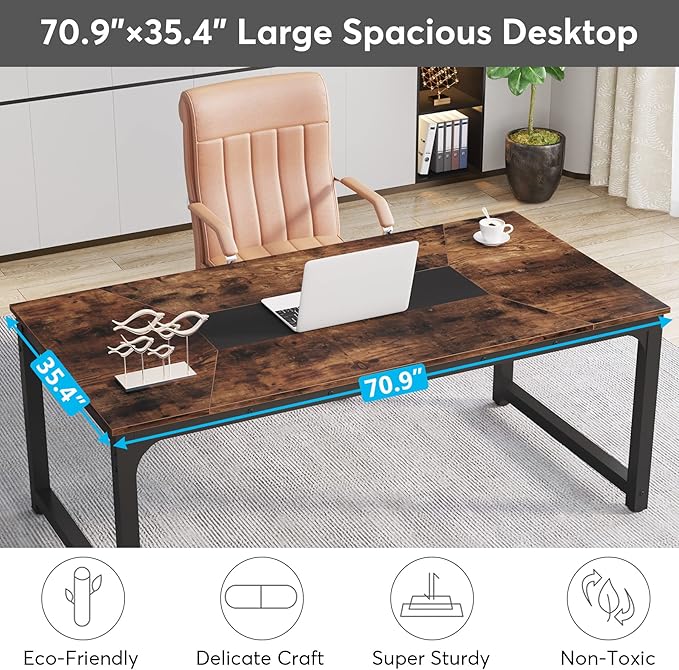Tribesigns Modern Computer Desk, 70.8 x 35.4 inch Large Executive Office Desk - Image 4