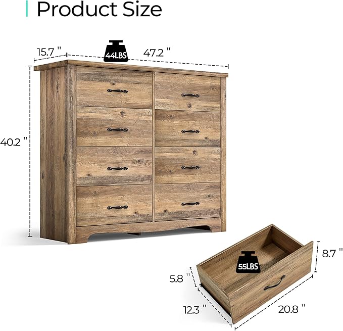 LINSY HOME 8-Drawer Dresser - Image 5