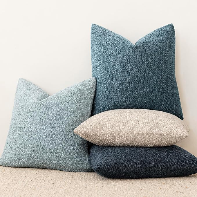 Foindtower Pack of 2 Textured Boucle Throw Pillow Covers Accent Solid - Image 6