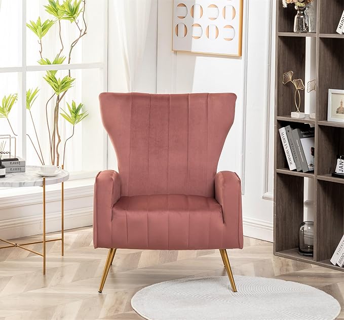 Container Furniture Direct Modern Velvet Accent Chair, Channel Tufted Bedroom - Image 7