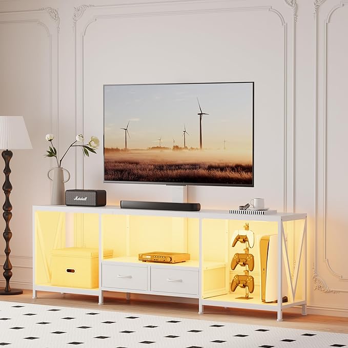 63" W TV Stand with Mount for 55, Entertainment Center with Power Outlet and - Image 9