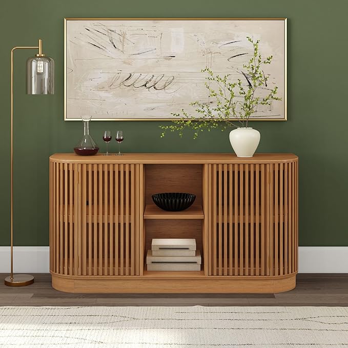 Plank+Beam Contour Wood TV Stand, Two Door Solid Wood Entertainment Console - Image 11