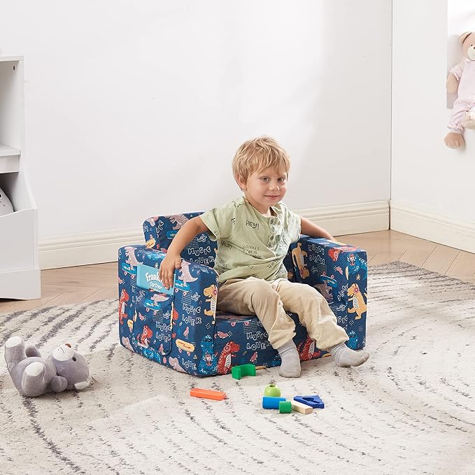 Ulax furniture Kids Sofa Couch, Children Flip-Out Chair 2-in-1 Toddler Chairs - Image 2