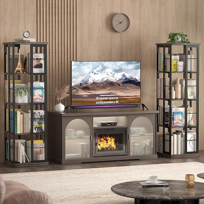 Aheaplus Rotating Bookshelf, 4-Tier Corner Bookshelf, 360 Display Wood Spinning - Image 8