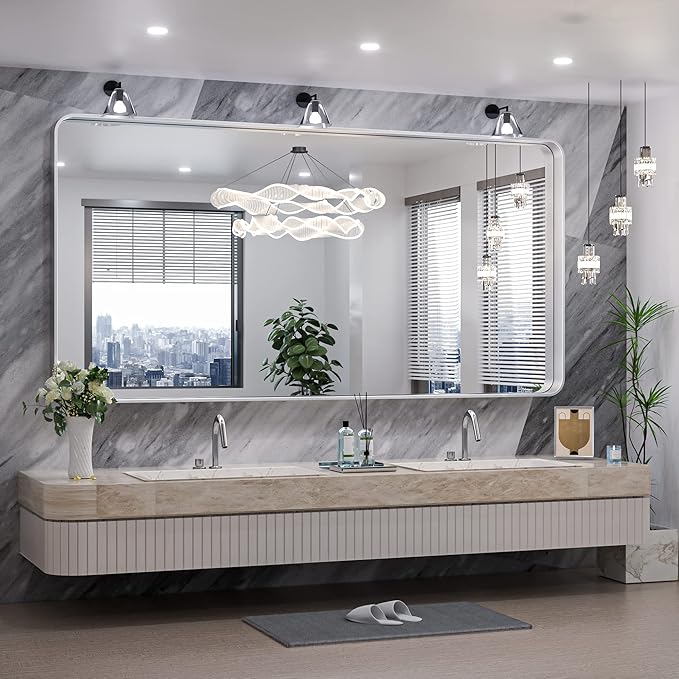 TokeShimi 72 x 36 Inch Brushed Silver Mirror Wall Mirror - Image 9