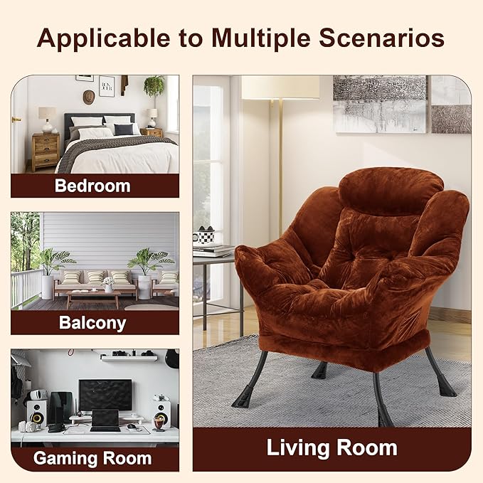 Fabric Lazy Chair for Adults, Oversized Upholstered Sofa Chair, Plush Comfy - Image 7