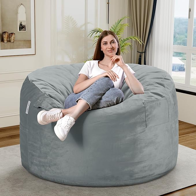 HABUTWAY Bean Bag Chair 3Ft Luxurious Velvet Ultra Soft Fur - Image 2